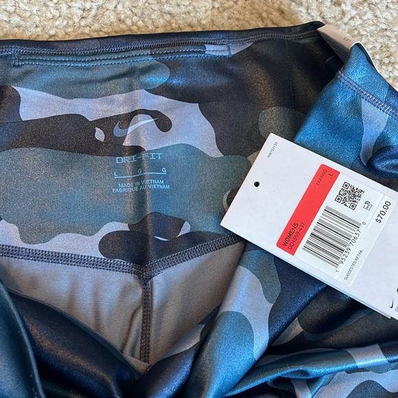 New Nike Dry Fit Blue Camo camouflage leggings work out pants size large - Picture 5 of 6